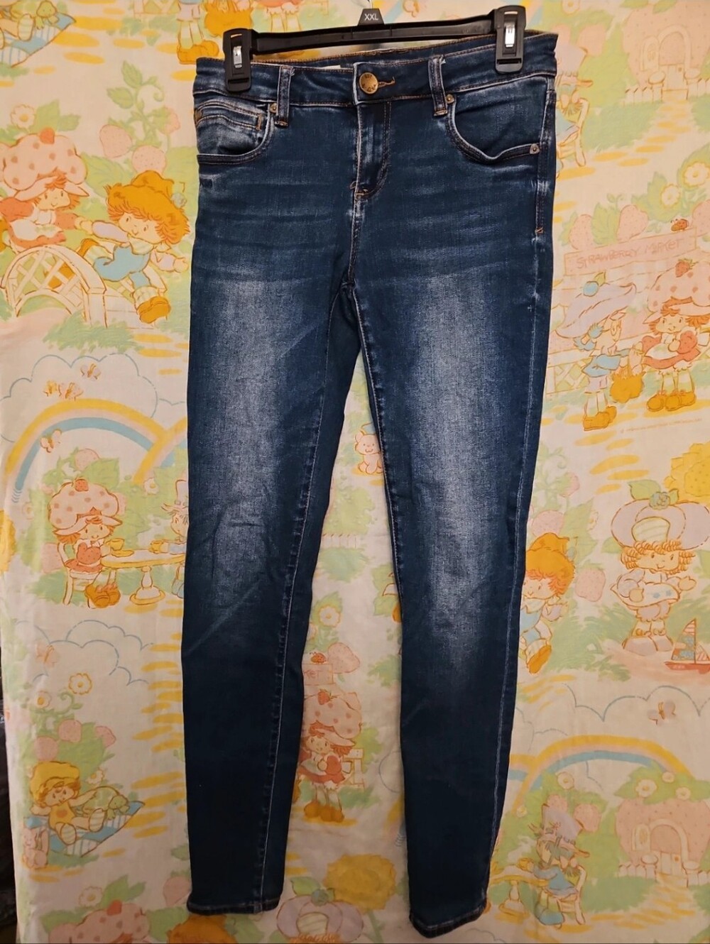 Kut from the Kloth Women's Skinny Jeans - Dark Blue with Orange Stitching